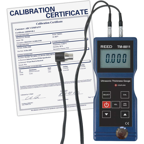 Thickness Gauge with Calibration Certificate, Digital Display, Ultrasound, 0.05" to 7.9" (1.5 mm to 200 mm) Range Stor-it Systems