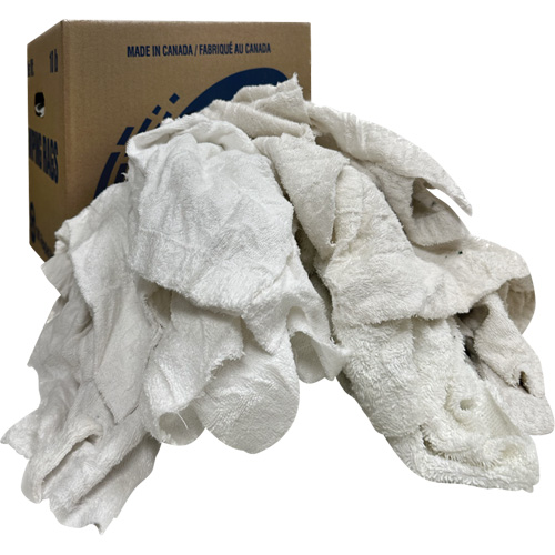 Boîte de chiffons d'essuyage, Tissu &eacute;ponge, Blanc, 10 lb Stor-it Systems