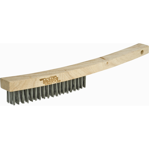 Long Handle Industrial-Duty Scratch Brush, Stainless Steel, 3 x 19 Wire Rows, 13-3/4" Long Stor-it Systems