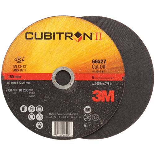 Meule &agrave; tronçonner Cubitron II, 4-1/2" x 0,04"/0,045", Arbre de 7/8", Type 27, C&eacute;ramique, 13 300 Tr/min Stor-it Systems