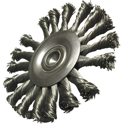 Circular Knotted Wire End Brushes, 3-1/2" Dia., 0.014" Wire Dia., 1/4" Shank Stor-it Systems