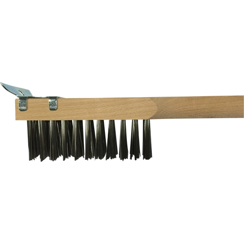 Brosse de nettoyage avec racloir, Acier inoxydable, 3 x 10 rangs de fils, Longueur 20" Stor-it Systems
