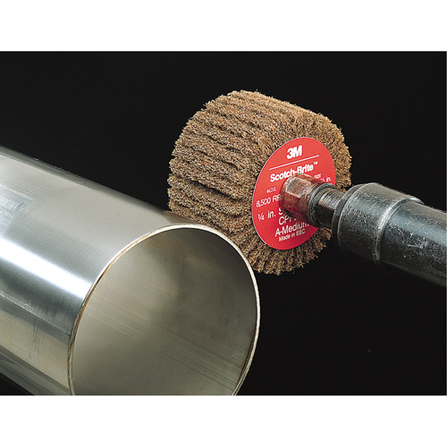 Scotch-Brite Flap Brushes, 2" Dia. x 1" W, 1/4" Arbor, Aluminum Oxide Stor-it Systems