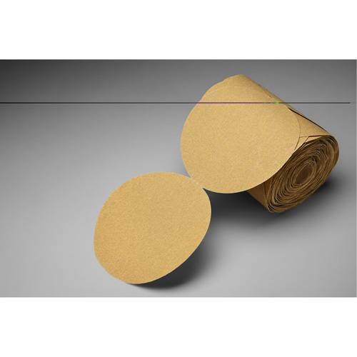 Disque abrasif dor&eacute; en rouleau de papier Stikit, 6" dia., Grain P150, Oxyde d'aluminium Stor-it Systems