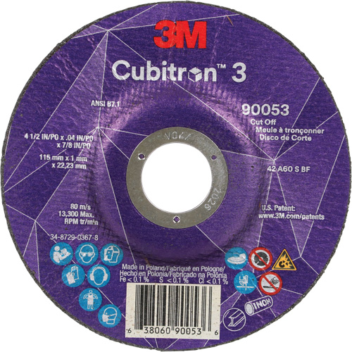 Cubitron 3 Cut-Off Wheel, 4-1/2" x 0.04", 7/8" Arbor, Type T27, Ceramic, 13300 RPM Stor-it Systems