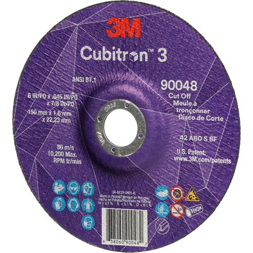 Cubitron 3 Cut-Off Wheel, 6" x 0.045", 7/8" Arbor, Type T27, Ceramic, 10200 RPM Stor-it Systems