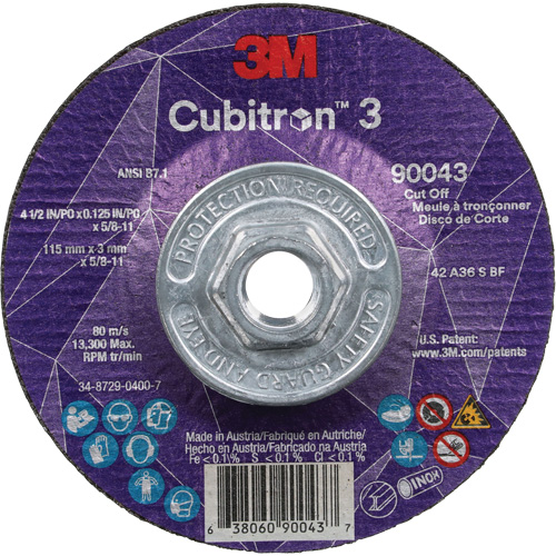 Meule &agrave; tronçonner Cubitron 3, 4-1/2" x 1/8", Arbre de 5/8"-11, Type T27, C&eacute;ramique, 13 300 Tr/min Stor-it Systems