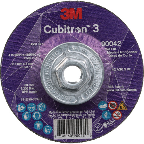 Meule &agrave; tronçonner Cubitron 3, 4-1/2" x 0,09", Arbre de 5/8"-11, Type T27, C&eacute;ramique, 13 300 Tr/min Stor-it Systems