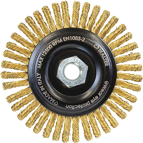 Brosse m&eacute;tallique &agrave; touret sans cr&eacute;ation d'&eacute;tincelles, 5" dia. x 5/8"-11 arbre Stor-it Systems
