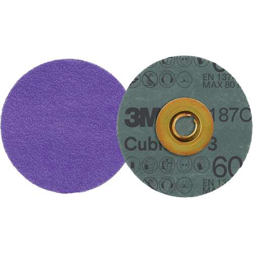Disque en fibre Roloc Cubitron 3, 3" dia., Grain 60+, C&eacute;ramique Stor-it Systems