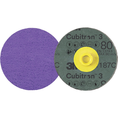 Disque en fibre Roloc Cubitron 3, 4" dia., Grain 80+, C&eacute;ramique Stor-it Systems