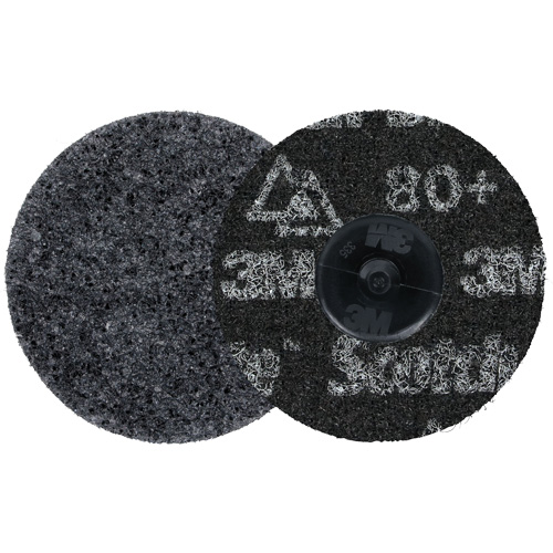 Meule robuste pour le conditionnement de pr&eacute;cision des surfaces Scotch-Brite Roloc, HD-DR, 3" dia., Grain 80+, C&eacute;ramique Stor-it Systems