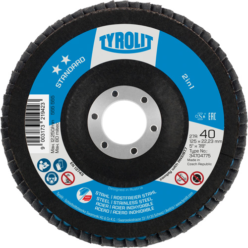 2-in-1 Flap Disc, 5" x Type 27A, 60 Grit Stor-it Systems