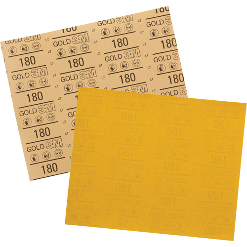 Feuille abrasive dor&eacute;e 12545, 9" x 11", Grain 180, Oxyde d'aluminium Stor-it Systems