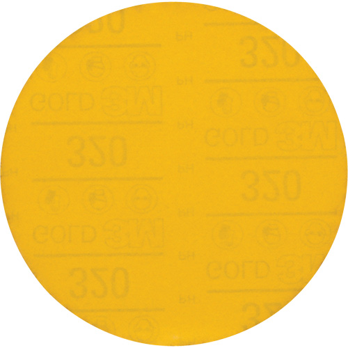 Hookit Gold Abrasive Disc, 6" Dia., 320 Grit, Aluminum Oxide, C-Weight Stor-it Systems