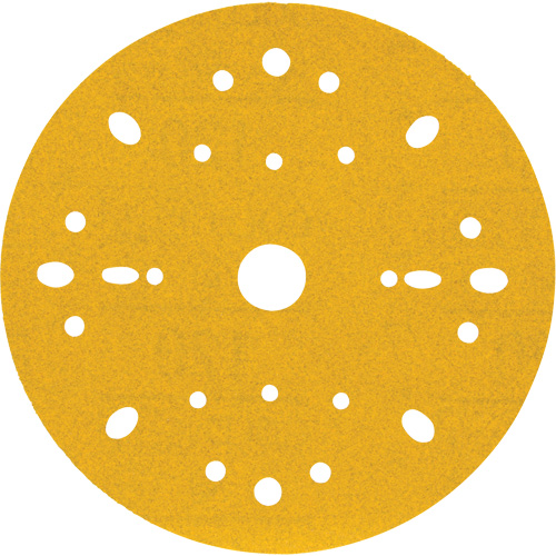 Hookit Gold Abrasive Disc, 6" Dia., 120 Grit, Aluminum Oxide, C-Weight Stor-it Systems