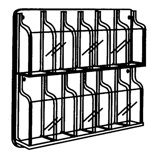 Literature Displays, Wall Mount, 9 Slots, Plastic, 30" W x 2" D x 36-7/8" H Stor-it Systems