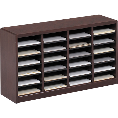 E-Z Stor&reg; Literature Organizer, Stationary, 24 Slots, Wood, 40" W x 11-3/4" D x 23" H Stor-it Systems