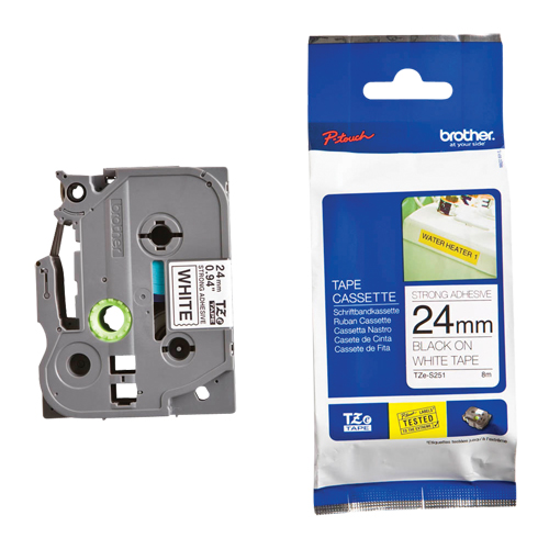 Laminated Industrial Tape, 24 mm x 13', Black on White Stor-it Systems