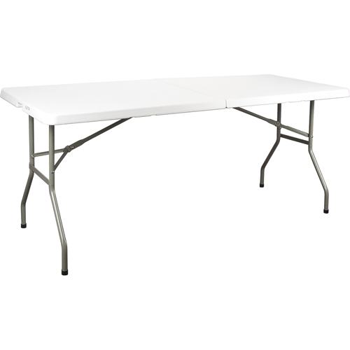 Table se pliant en deux, Rectangulaire, 72" l x 30" la, Poly&eacute;thyl&egrave;ne, Blanc Stor-it Systems