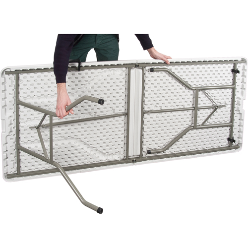 Table se pliant en deux, Rectangulaire, 72" l x 30" la, Poly&eacute;thyl&egrave;ne, Blanc Stor-it Systems