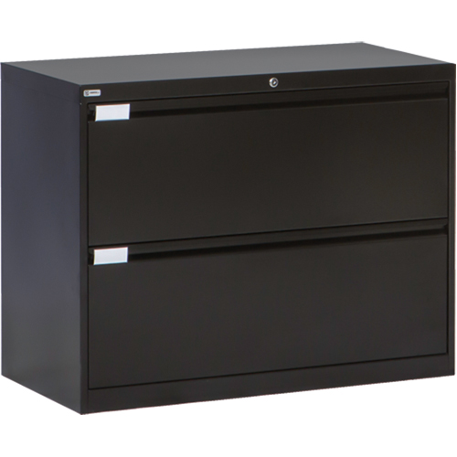 Classeur lat&eacute;ral, Acier, 2 tiroirs, 36" la x 18" p x 27-7/8" h, Noir Stor-it Systems