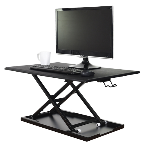 Adjustable Stand-Up Desk, Desktop Unit, 15-3/4" H x 31-1/2" W x 22-1/2" D, Black Stor-it Systems