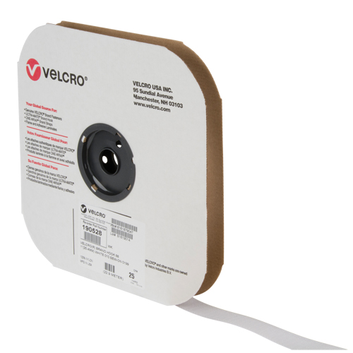 Ruban d'attaches, Crochet, 25 vg x 1", Cousu, Blanc Stor-it Systems