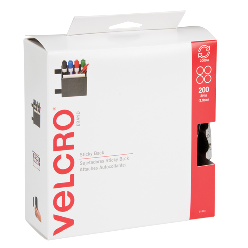 Attaches en jeton, Boucle et crochet, 3/4" dia., Adh&eacute;sif, Noir Stor-it Systems