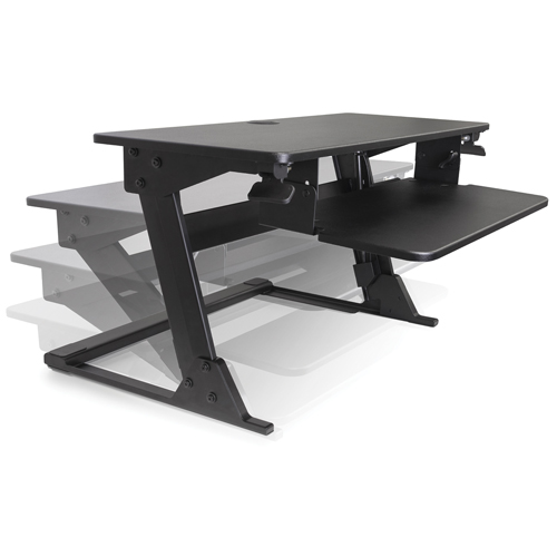 Poste de travail assis-debout Goya, Mod&egrave;le de bureau, 21" h x 35-2/5" la x 24" p, Noir Stor-it Systems