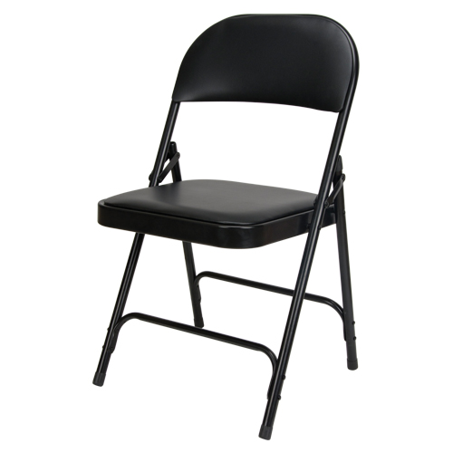 Chaise pliante rembourr&eacute;e en vinyle, Acier, Noir, Capacit&eacute; 300 lb Stor-it Systems