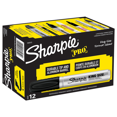 Marqueur permanent King Size, Noir, Pointe Ciseau Stor-it Systems