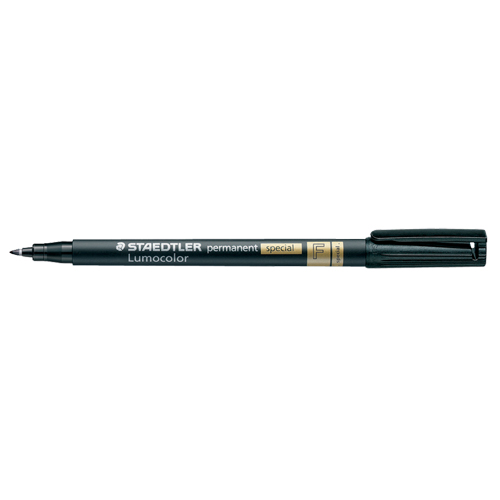 Marqueur permanent Lumocolor, Noir, Pointe Fin Stor-it Systems
