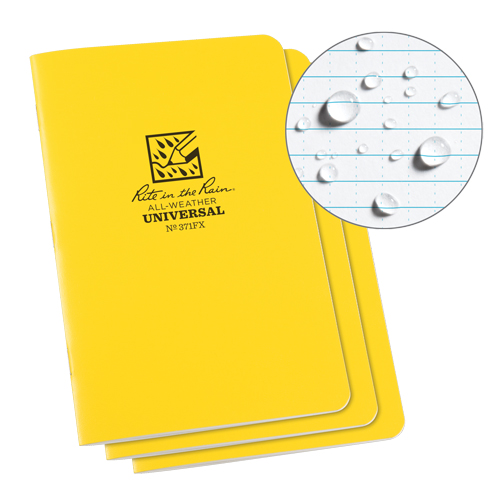 All-Weather Notebook, Soft Cover, Yellow, 48 Pages, 4-5/8" W x 7" L Stor-it Systems