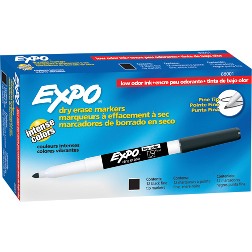 Low Odour Dry Erase Whiteboard Marker, Black, Fine Tip Stor-it Systems