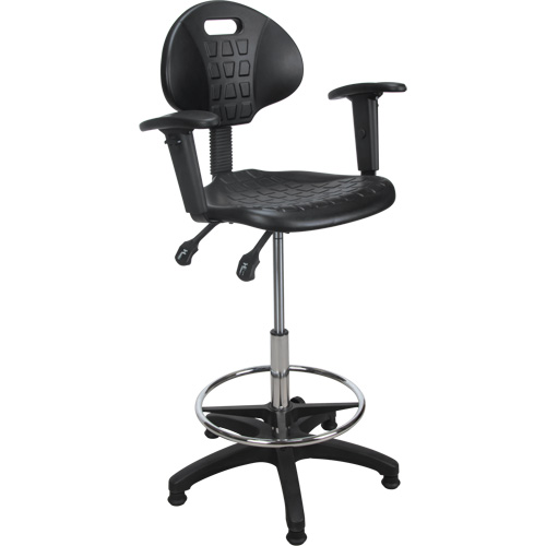 Tabouret ergonomique robuste avec accoudoirs r&eacute;glables, Stationnaire, Ajustable Hauteur, Capacit&eacute; 250 lb Stor-it Systems
