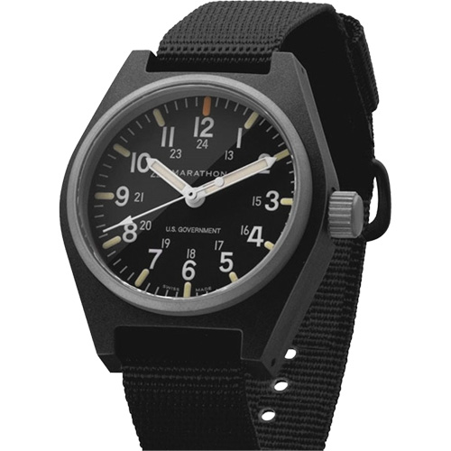 General Purpose Quartz with MaraGlo Watch, Analog, Battery Operated, 0.6" W x 1.3" D x 0.4" H, Black Stor-it Systems