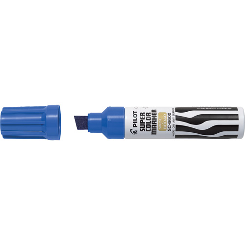 Super Colour Jumbo Permanent Marker, Blue, Chisel Tip Stor-it Systems
