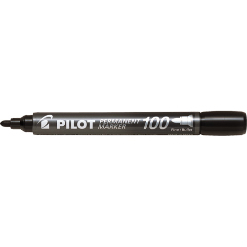 Marqueur permanent Pilot 100, Noir, Pointe Ronde Stor-it Systems