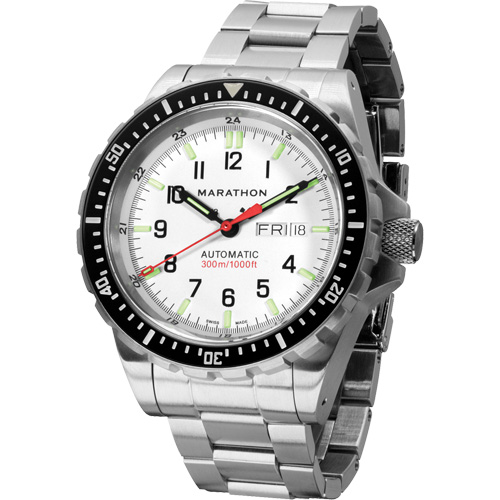 Tr&egrave;s grande montre automatique &eacute;dition arctique avec jour/date avec bracelet en acier inoxydable, Num&eacute;rique, &agrave; piles, 46 mm, Argent Stor-it Systems