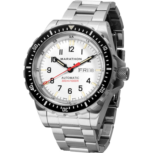 Tr&egrave;s grande montre automatique &eacute;dition arctique avec jour/date avec bracelet en acier inoxydable, Num&eacute;rique, &agrave; piles, 46 mm, Argent Stor-it Systems