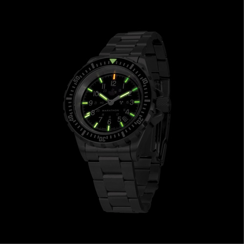 Grande montre automatique de plong&eacute;e avec feuille d'&eacute;rable gris et bracelet en acier inoxydable, Num&eacute;rique, &agrave; piles, 41 mm, Argent Stor-it Systems