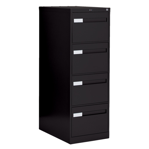 Vertical Filing Cabinet with Recessed Drawer Handles, 4 Drawers, 18.15" W x 26.56" D x 52" H, Black Stor-it Systems