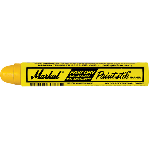 B&acirc;tons de peinture Paintstik &agrave; s&eacute;chage rapide 50° &agrave; 150°F, B&acirc;ton plein, Jaune Stor-it Systems