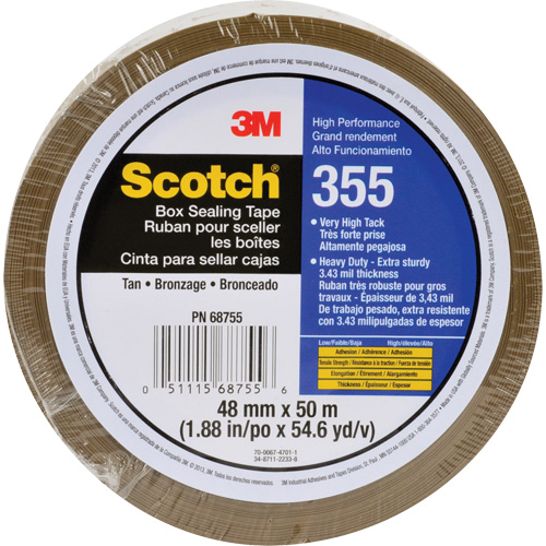 Ruban d'emballage Scotch 355, Adh&eacute;sif Thermofusible, 3,4 mils, 48 mm (1-22/25") x 50 m (164') Stor-it Systems