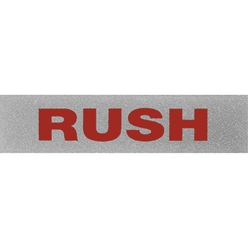 "Rush" Special Handling Labels, 5" L x 2" W, Black on Red Stor-it Systems