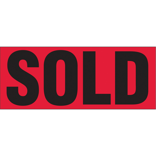 &eacute;tiquettes pour traitement sp&eacute;cial Sold, 5" lo x 2" la, Noir/rouge Stor-it Systems