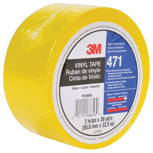 471 Vinyl Tape, 50.8 mm (2") W x 32.9 m (108') L, 5.3 mils, Yellow Stor-it Systems