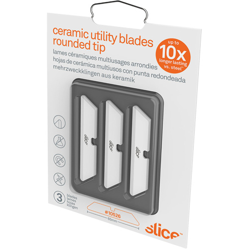 Slice Rounded Tip Replacement Blades for Ceramic Utility Knife, Single Style Stor-it Systems