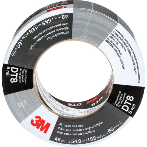DT8 All-Purpose Duct Tape, 8 mils, Silver, 48 mm (2") x 55 m (180') Stor-it Systems